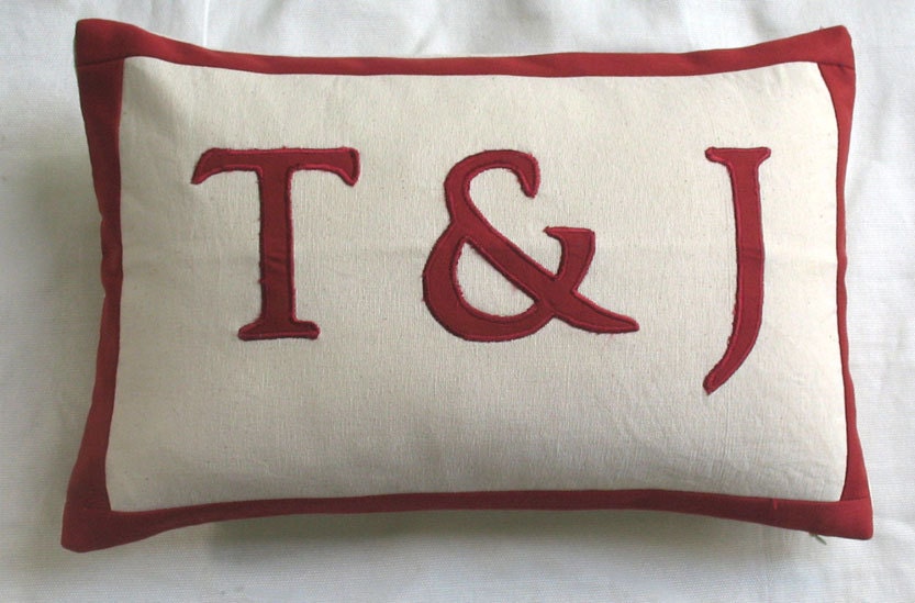12X18 inch monogram pillow with 3 letters - custom made oblong boudoir pillow cover