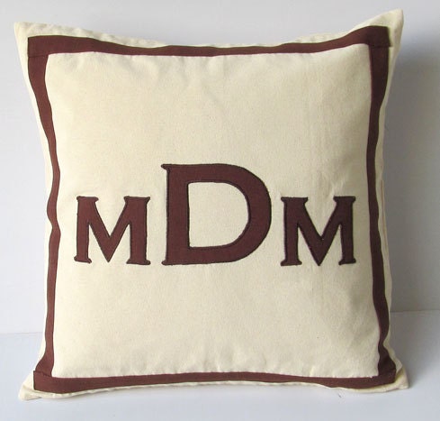 monogrammed pillows -18 inches CUSTOM ORDER with three letters in the color of your choice