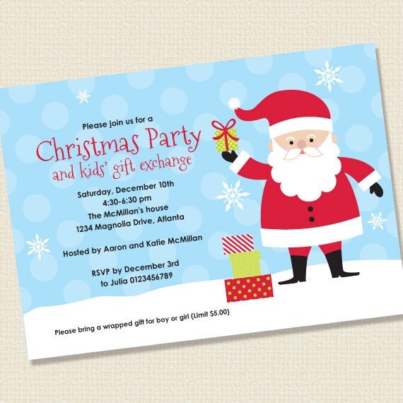 Jolly Santa Christmas Party Invitation Printable Personalized (Digital File) Il_570xn