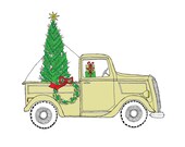 Vintage Truck at the Tree Farm  - Christmas Card  - set of 8 - rachelink