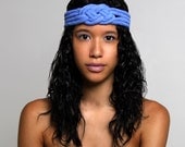 Fashion Accessories Headband Boho Jewelry Hair Braided Knotted Necklace Womens Headband Hipster Fabric Rope Braid Knot African Heather Blue