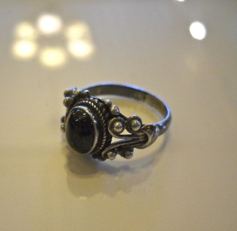 Size 7 Sterling and Onyx Ring
