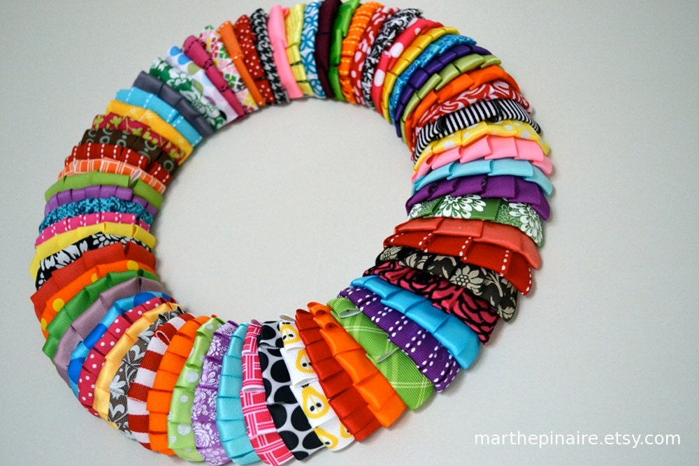 ribbon wreath OOAK 12 inch featured in November 2011 Holiday Edition of Romantic Homes magazine pg 57