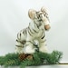Needle Felted Animal White Tiger Wool Sculpture