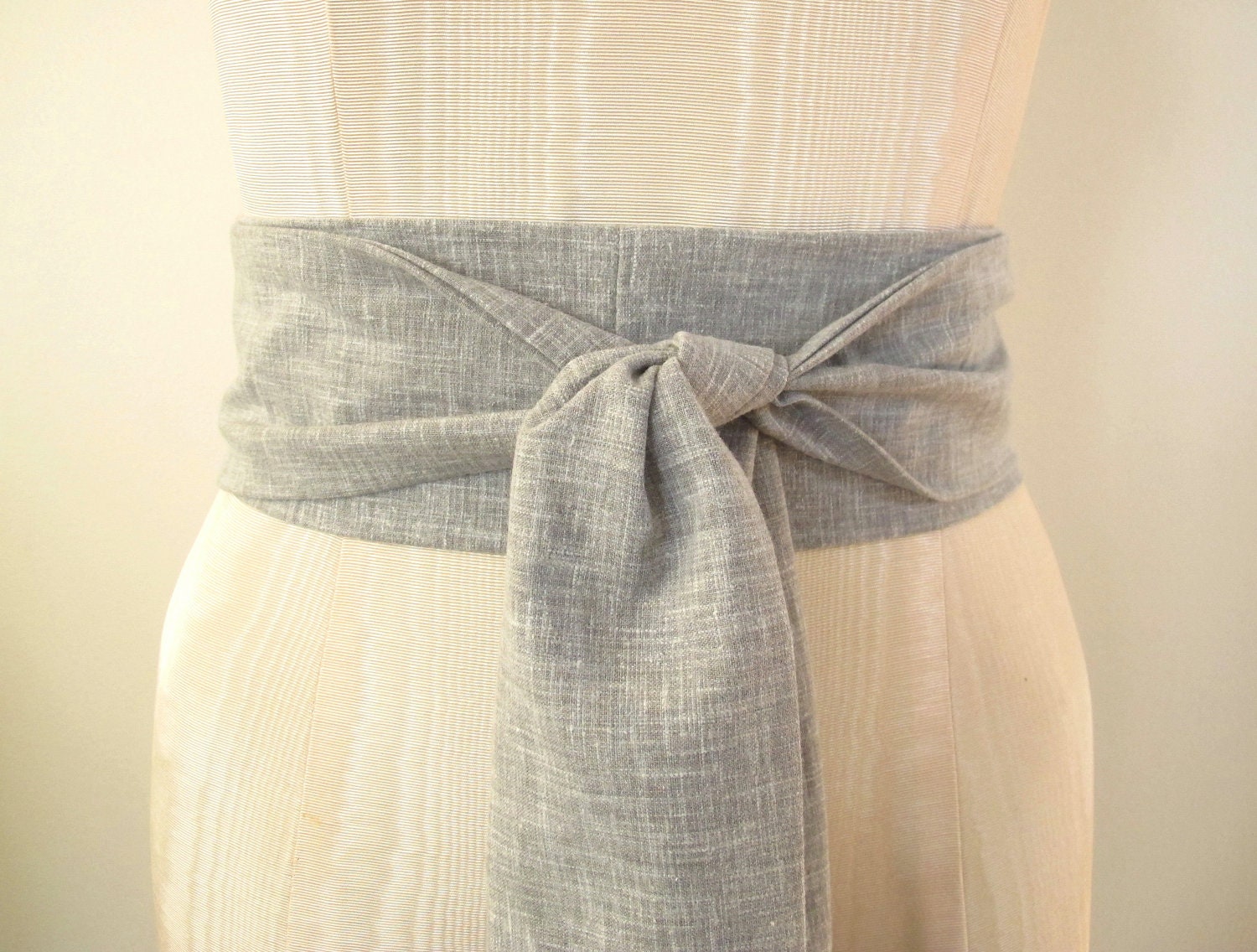 Grey Obi Sash Cotton Vintage Fabric by ccdoodle on etsy - made to order