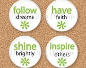 Two Word Wisdom Magnet Set "INSPIRE" - Set of 4 - 1.25 inch 1-1/4" Magnets