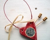 I Heart Knitting Ceramic Ornament