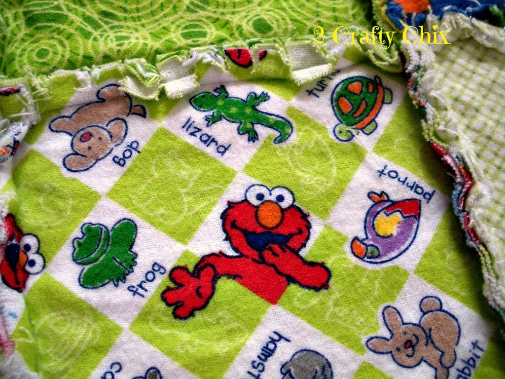 Elmo Flannel Rag Edge Quilt