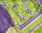 Elephants Flannel Rag Edge Quilt