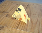 Dog Treat Pyramid Pouch Hip Bag with Belt Loop and Carabiner in a Doggies All Over on Yellow Print