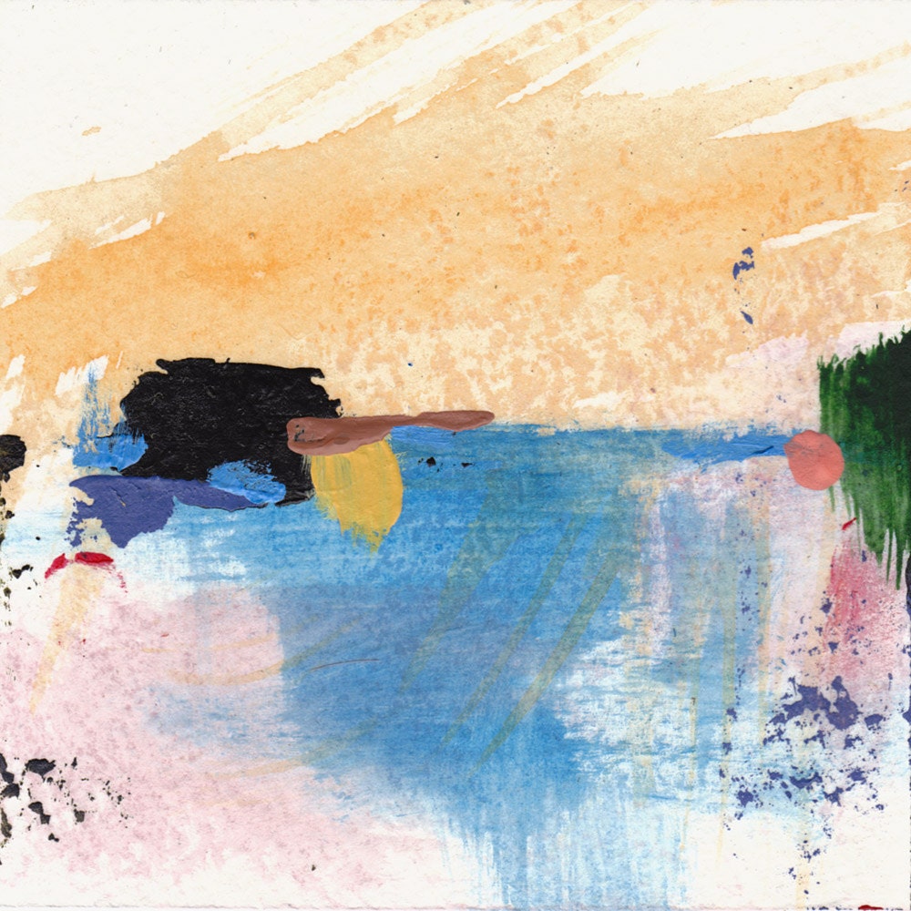 Small Abstract Landscape Painting Acrylic painting on Paper 4"x4"