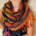Colorfull Shawl - Orange Woman Shawl- Christmas Gift- Yellow Crochet Scarf-Green Knitting Shawl- Fringe- Fashion- Winter