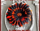 Dead Girl Happy Jack - Orange and Black - Pumpkin Jack O Lantern Halloween Flower Hair Barrette