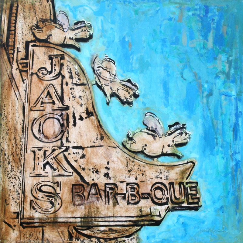 Jack's BBQ Nashville Honky Tonk Modern Mixed Media