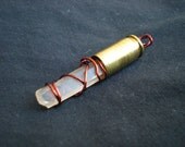 Wire Wrapped STEAMPUNK PENDANT - Beam of Light piece with Quartz, Bullet Casing and Copper Wire - Dress Up - Gift - Fashion - Fun