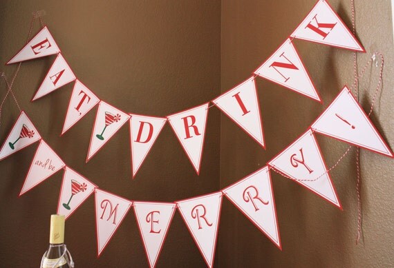 COCKTAIL MARTINI Printable Party Banner - Eat Drink and Be Merry Il_570xn