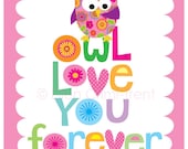 Kids Wall Art-Owl love you forever-nursery decor