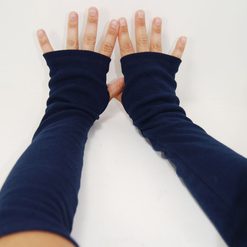 Arm Warmers in Navy Blue - Slouch Fingerless Gloves