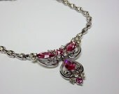 Rhinestone Necklace Earrings by Bogoff Vintage Bridal Jewelry 1950s Art Deco Style