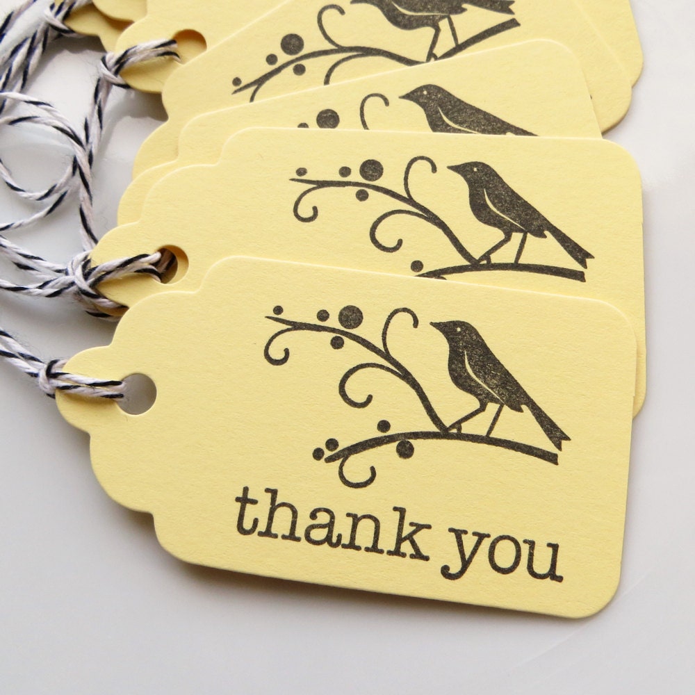 Thank You Tags Bird - Set of 8 - Custom Colors Available - Bird Thank You Favor Tags Il_170x135