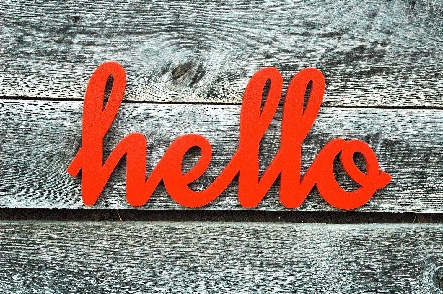 HELLO - handmade wooden wall art sign - home decor photo prop gift present