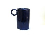 happy whimsical hand built cobalt  porcelain cup