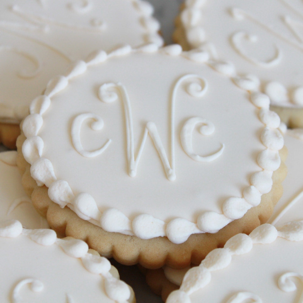 Ivory Monogram Cookie Gift Box (Vanilla) Half Dozen - MADE TO ORDER