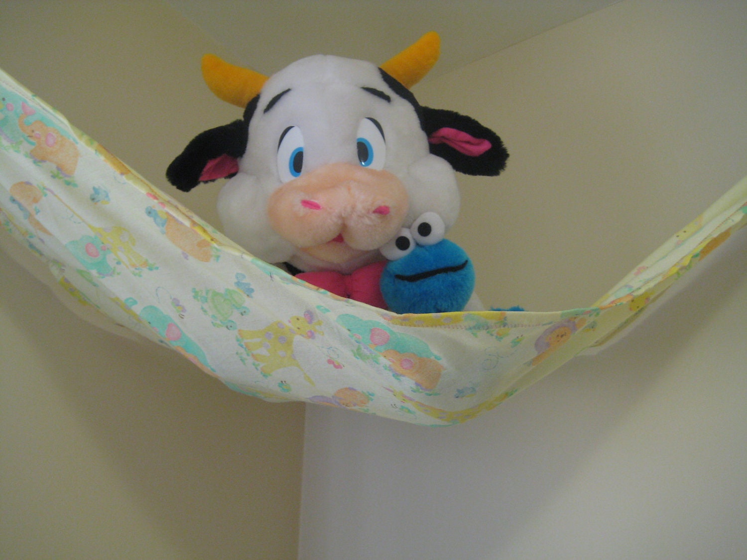 Yellow Zoo Animals Teddy Bed - Toy Hammock - Size Medium