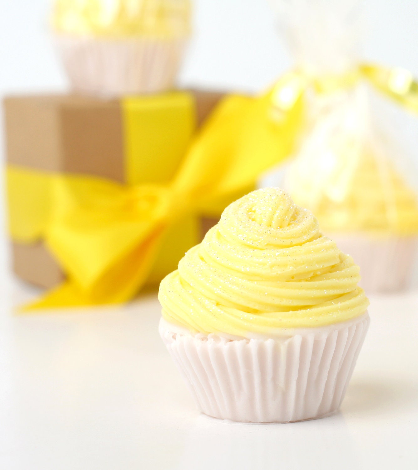 Lemon Cake Mini Cupcake Soap - Set of 3