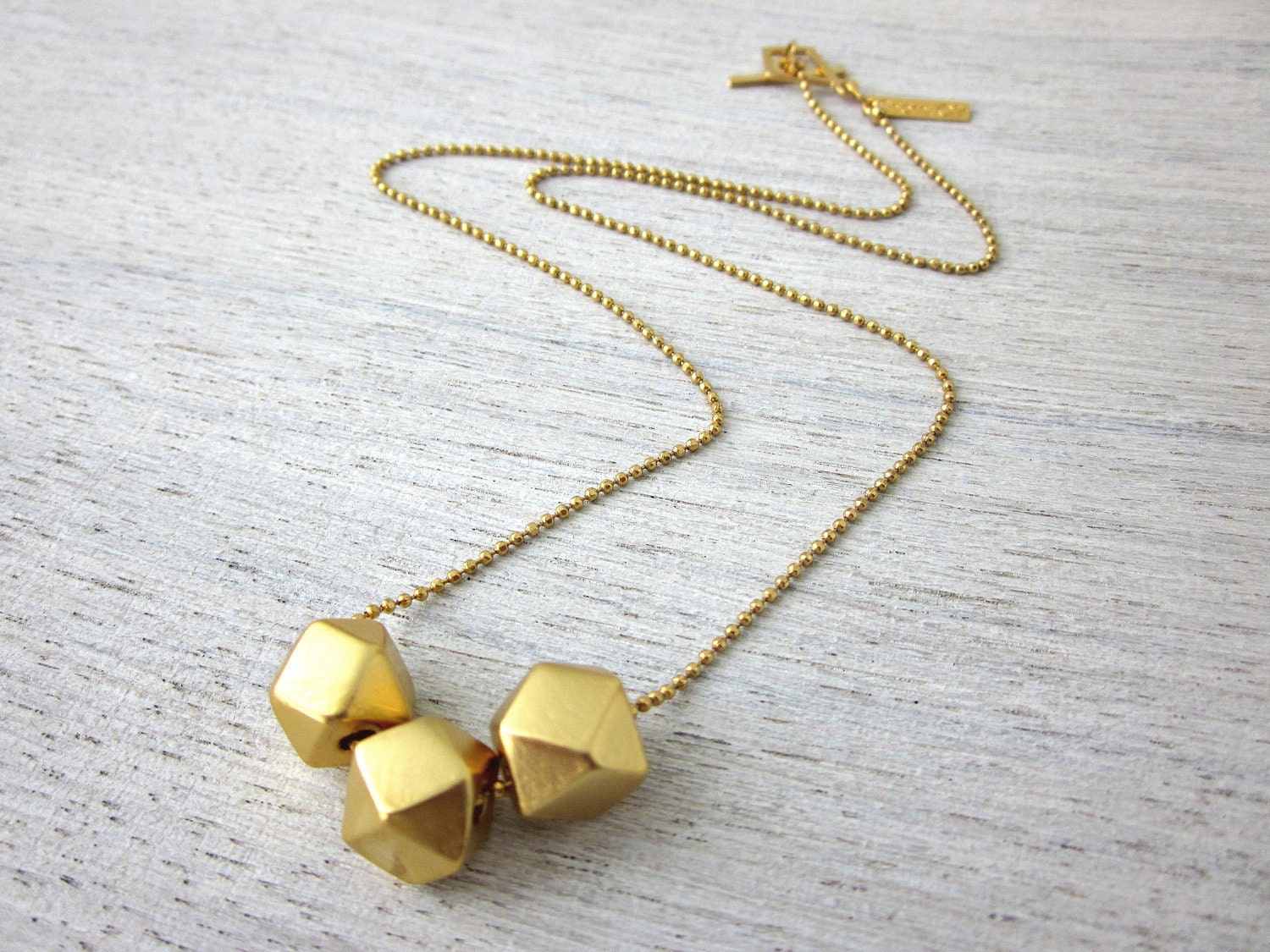 Three Golden Stones Necklace in Gold