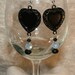 Dangle, Pierced Earrings, With Black Heart Earring Finding, Blue and Black Czech Beads