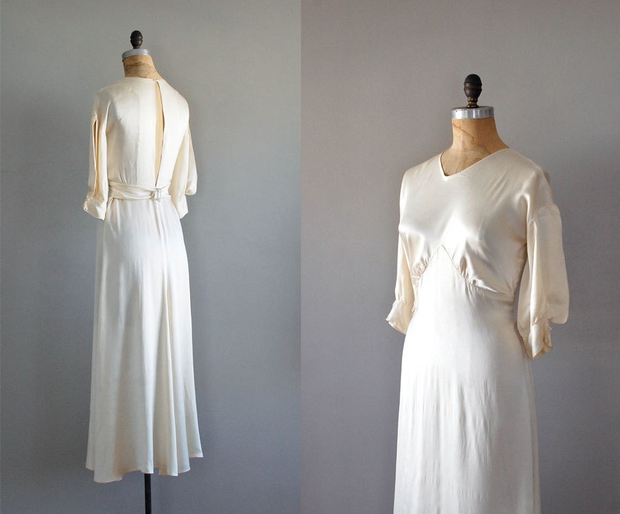1930s wedding dress / 30s dress / bias silk / Nascent Silk gown