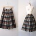 vintage 1950s skirt / plaid 50s skirt / Soft Metals circle skirt