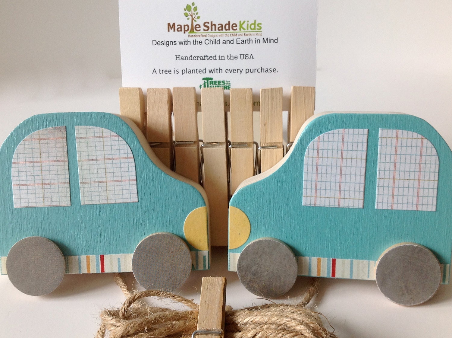 Light Aqua Car Art Display Clips - eco-friendly by Maple Shade Kids