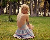 Danielle Cotton Backless Seersucker Cross Back Strap Ruffled Tier Dress - Several Colors Available