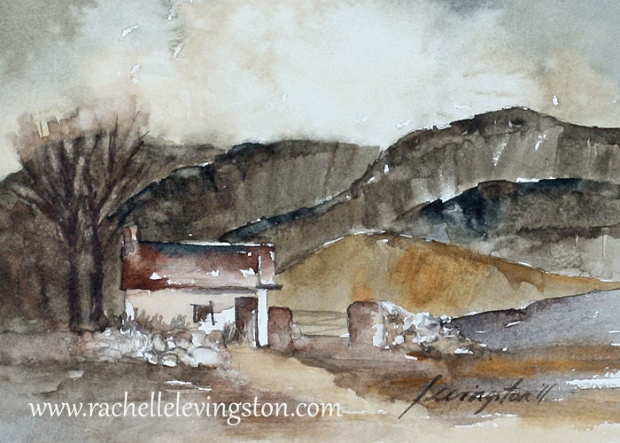 Landscape Watercolor painting Landscape painting watercolor home decor bathroom kitchen wall decor mountain nuetral art print set sepia 5x7