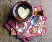 Table Napkins SET of 4 - Burgundy Wine Red Reversible Valentine's Day Dinner Table Decor - Winter Kitchen Food Napkins
