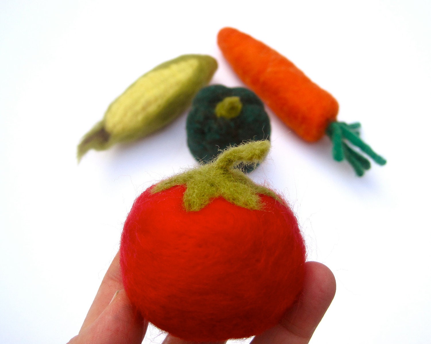 Play Food - Eco Friendly Toys - Wool Vegetables SET of 4 - XL Needle Felted Home Decor - Waldorf Inspired Kids Gift (Ready to Ship)