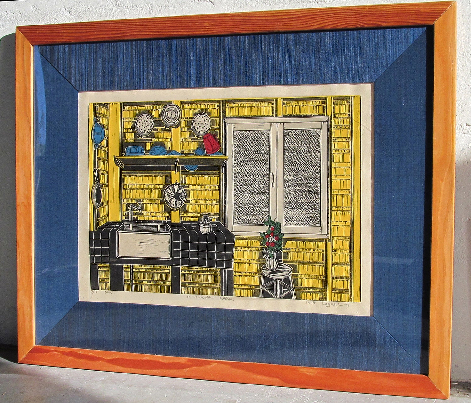 A Workable Kitchen, Serigraph and Linoleum print. Signed in pencil by the artist, framed