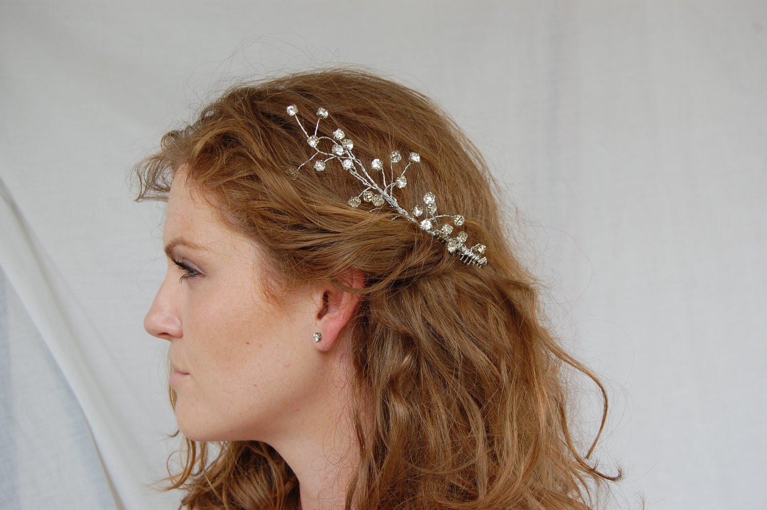 Rhinestone Aurora Borealis Hair Comb  Head Piece Tiara  - Bridal Collection