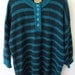 Vintage 1980s Turquoise and Black striped Sweater Dress oversized