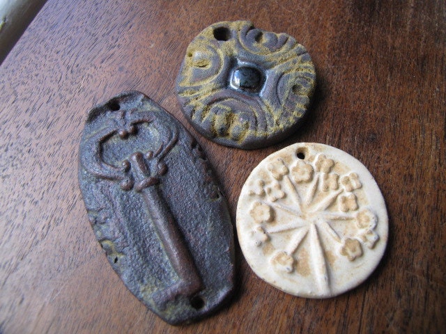 Batch of Rust and Cream Handcrafted Pendants