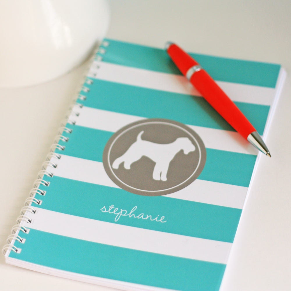 Personalized Dog Silhouette Striped Journal Notebooks You Design
