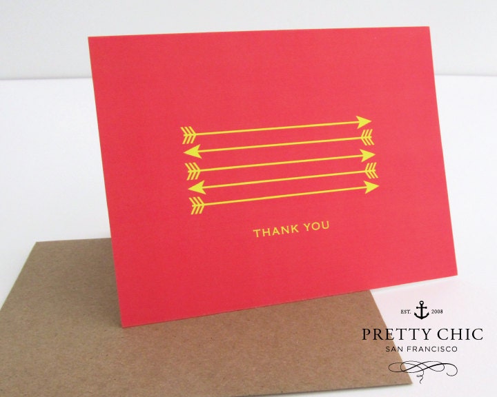 Arrow Thank you Card - by Pretty Chic - Arrows - Anchor Card - Thank you - Stationery - Arrow Thank you
