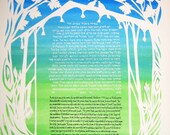 Chuppah under the Maples single layer papercut ketubah - ketuba - calligraphy - wedding artwork