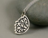 Black And White Lotus Flower Necklace - Polymer Clay