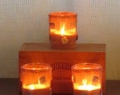 Smaller copper and glass tealight or votive holders