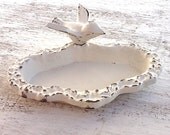 Petite Garden Bird Bath Rustic And Distressed, Shabby Chic White