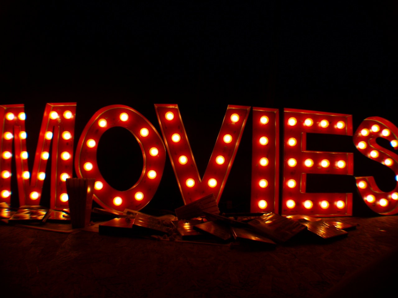 MOVIE THEATER Vintage Marquee Art  letter bulb channel 2ft X 2ft