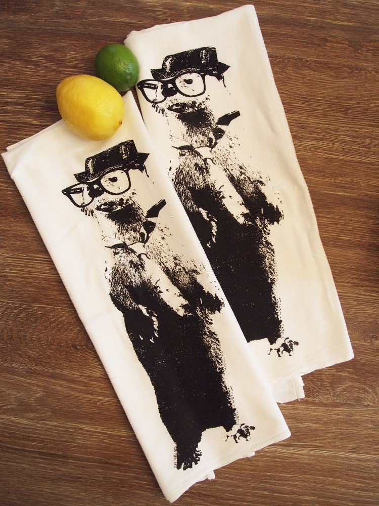 Set of 2 - OTTER - Multi-Purpose Flour Sack Bar Towels - Renewable Natural Cotton